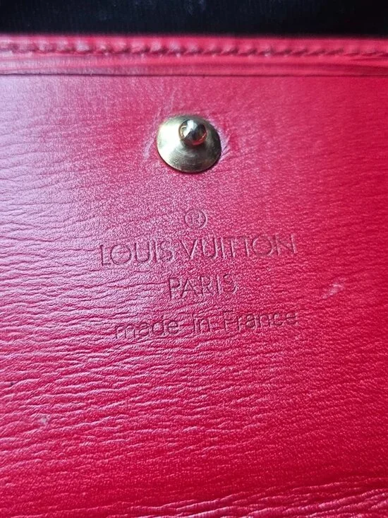Vintage Louis Vuitton Wallet Card Holder Red Leather Tri Fold Purse Made France - Picture 9 of 12